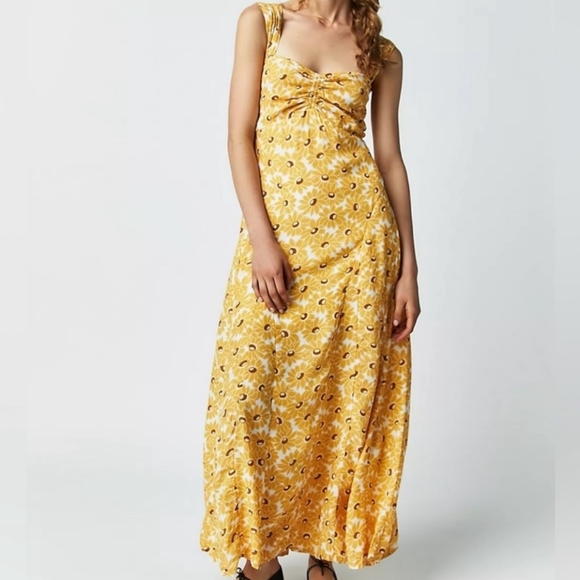 Free People Rosalee Sunflower Dress M - Picture 1 of 9